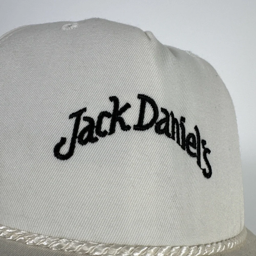 Vintage‎ New Era Jack Daniels Pro Model White Rope Snapback Hat Made In USA